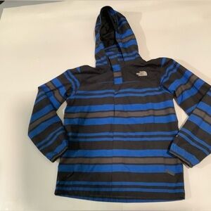 THE NORTH FACE BOY'S HOOD STRIPED ZIP POCKETS RAIN JACKET SIZE L (14-16)